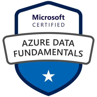 Certificeret Microsoft Azure Data Fundamentals-badge opnået efter deltagelse i DP-900 kursus og eksamen