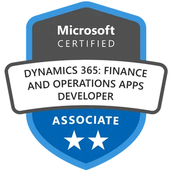 Certifierad Microsoft Dynamics 365 Apps-utvecklarmärke uppnådd efter att ha deltagit i MB-500-kursen och provet