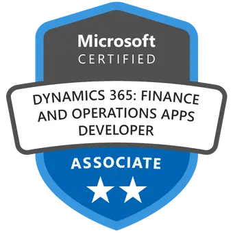 Sertifisert Microsoft Dynamics 365 Apps Developer-merke oppnådd etter å ha deltatt på MB-500 kurs og eksamen