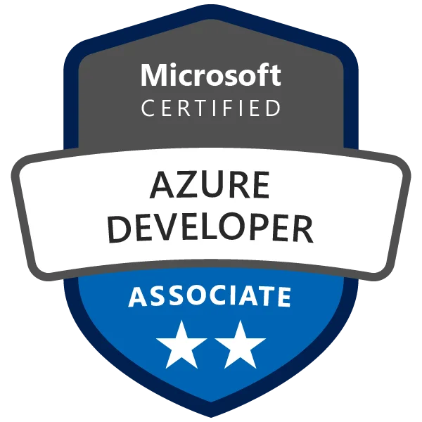 Azure Developer certificeringsbadge opnået efter deltagelse på AZ-204 Azure Developer kursus