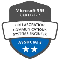Sertifisert Microsoft Collaborations Communications Systems Engineer-merke oppnådd etter å ha deltatt på MS-721 kurs og eksamen