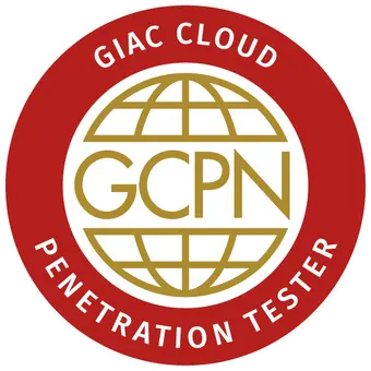 GIAC Cloud Penetration Tester-badge opnået efter at have deltaget i GCPN-kurset og -certificeringen