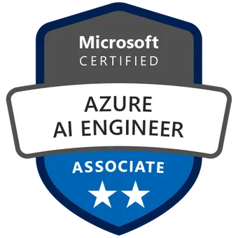 Certified Microsoft Azure AI Engineer badge achieved after attending the AI-102 Azure AI Engineer Course & Certification