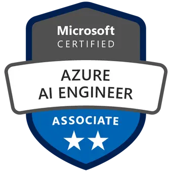 Microsoft Azure AI Engineer sertifiseringsbadge oppnådd etter deltakelse på AI-102 Kurs