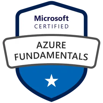 Certificeret Microsoft Azure Fundamentals-badge opnået efter deltagelse i AZ-900 kursus og eksamen