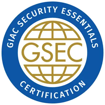 GIAC Security Essentials badge achieved after attending the GSEC Course and Certification