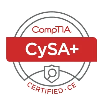 Certificeret CompTIA Cybersecurity Analyst badge opnået efter deltagelse i CySA+ kursus og eksamen