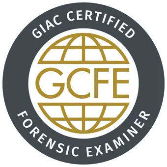 GIAC Forensic Examiner-merket oppnådd etter å ha deltatt på GCFE-kurset og -sertifiseringen