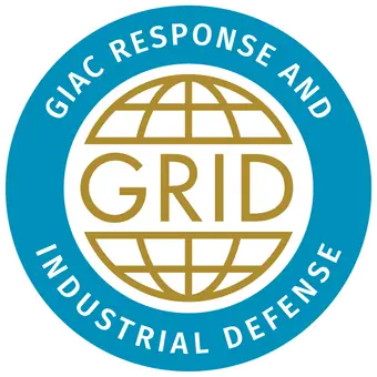 GIAC Response och Industrial Defense-märket uppnått efter att ha deltagit i GRID-kursen och certifieringen