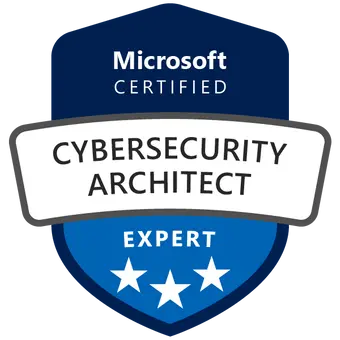 Microsoft Cybersecurity Architect Certifieringsbadge uppnått efter deltagande på SC-100 Kurs