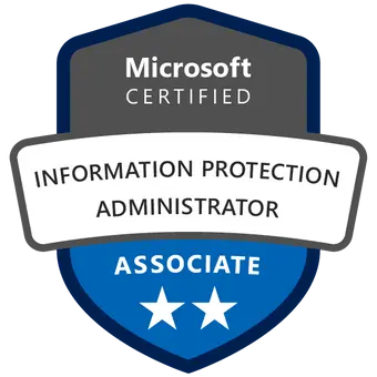 Certified Microsoft Information Protection badge achieved after attending the SC-400 Course and Exam