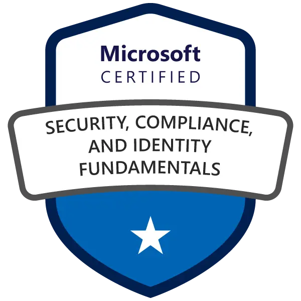 Certificeret Microsoft Security Fundamentals-badge opnået efter deltagelse i SC-900 kursus og eksamen